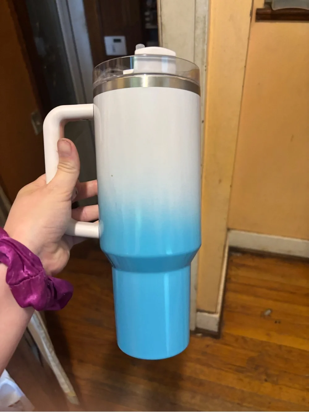 Stanley White to Light Blue Gradient Travel Mug with Handle